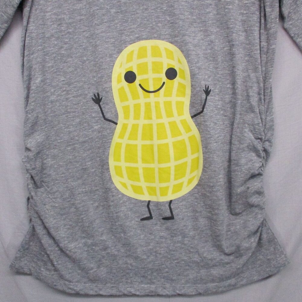 Instant Message Maternity Long Sleeve Peanut Graphic Shirt Gray Women Size | L - Picture 3 of 10